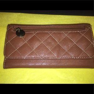 Relic by Fossil Quilted Brown Snap Flap Wallet